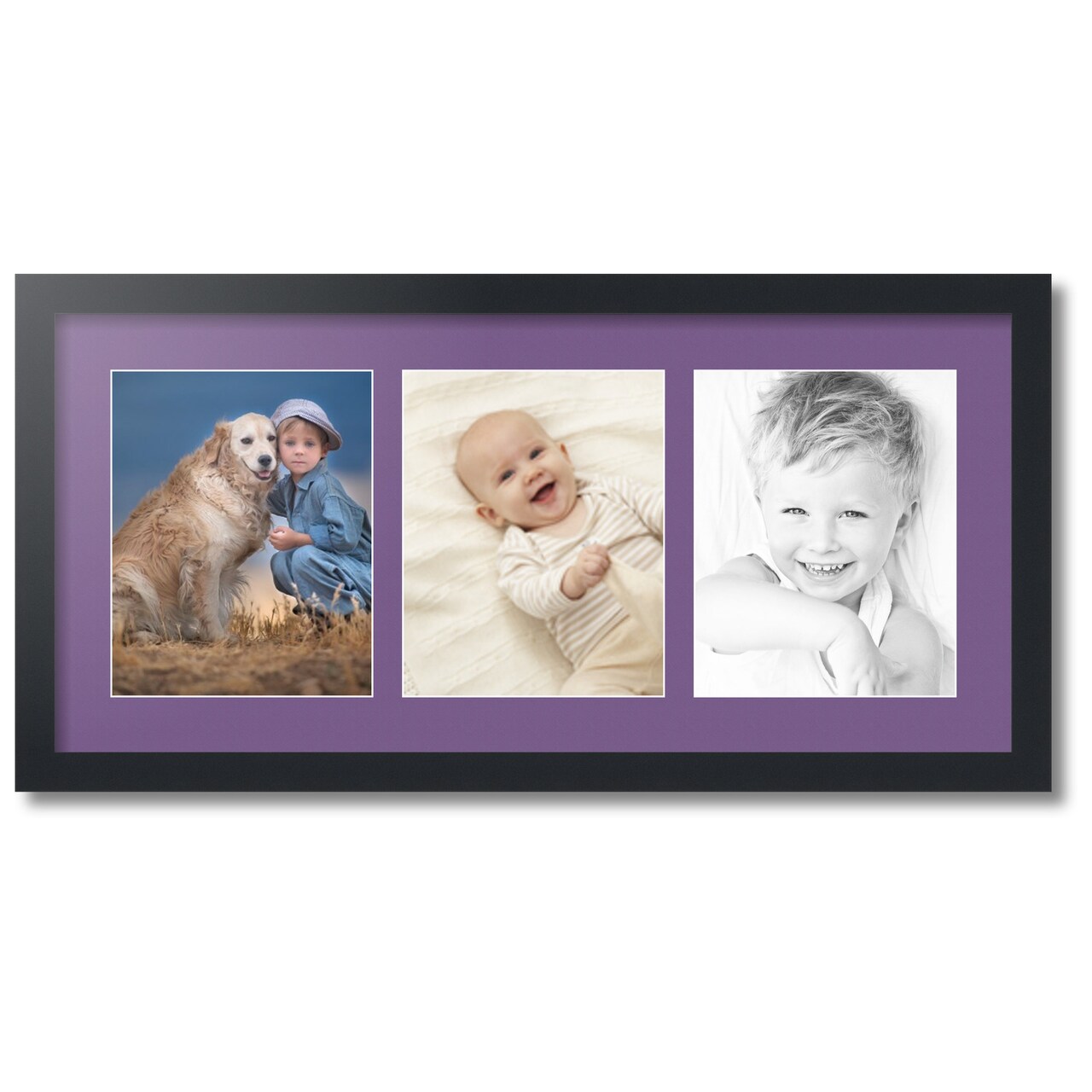 ArtToFrames Collage Photo Picture Frame with 3 - 8x10 inch Openings, Framed in Black with Over 62 Mat Color Options and Plexi Glass (CSM-3926-25)